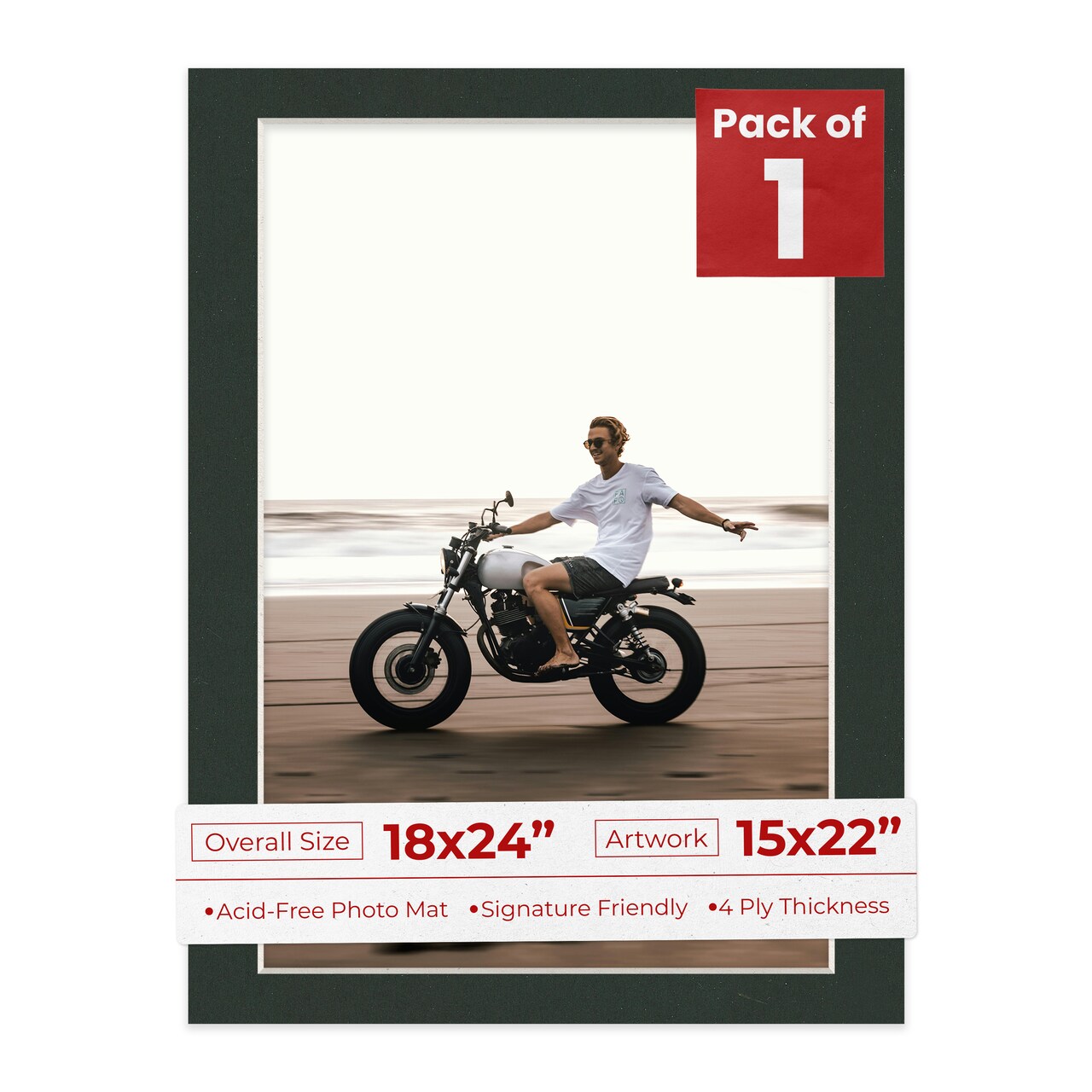 Textured Black Mat Board for 18x24 Frames - Fits 15x22 Photos